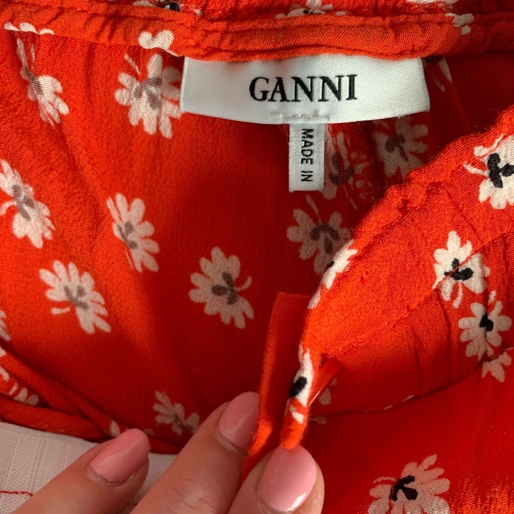 red flower pants Ganni